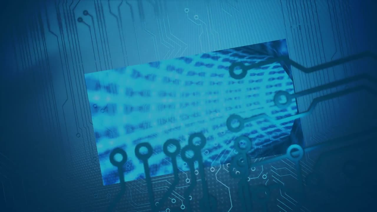 animación de pantallas digitales sobre fondo azul