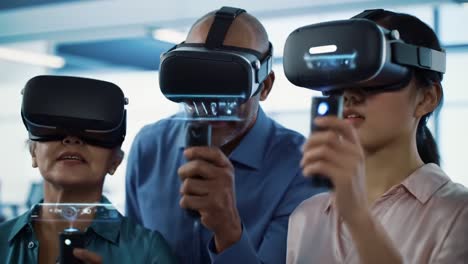 Exploring Virtual Reality: A Group Using VR Headsets Engaging with Interactive Technology and Immersive Experiences in a Modern Digital Environment