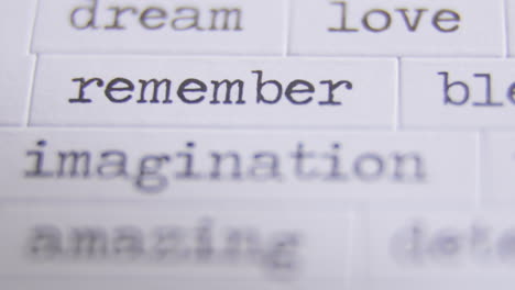 Close-up-image-of-multiple-words-on-paper-tiles