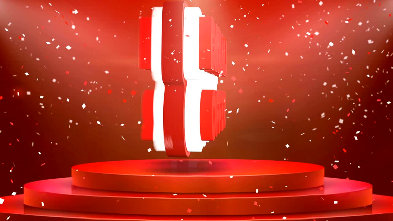 디발리 오퍼 텍스트 애니메이션 무대 포디움 콘페티 루프 애니메이션