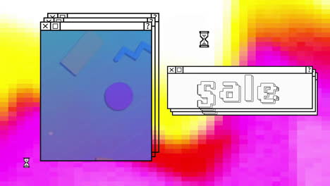 animación del texto de venta en pantallas de computadora y fondo vibrante