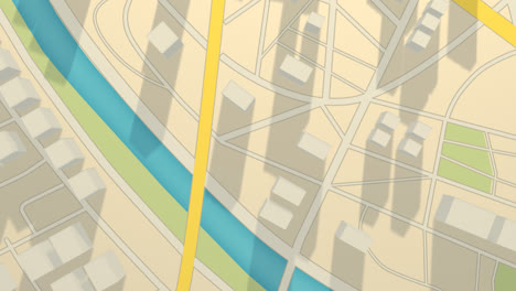 Stadtverkehrssystem-Auf-Dem-Weißen,-Abstrakten-GPS-Stadtplan-Mit-Der-3D-Darstellung-Von-Wolkenkratzern-Und-Bäumen.-Das-Kartografische-Plankonzept-Ist-Voll-Von-Straßen-Und-Routen