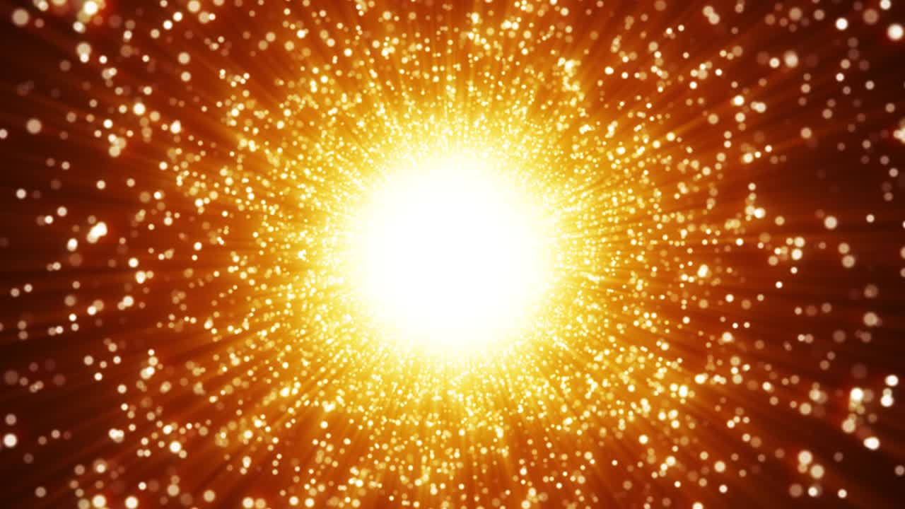 animación realista en 3d, bucle en espiral de partículas doradas