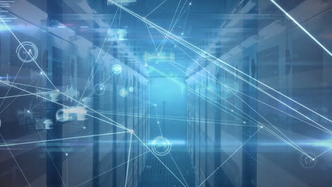 animation of network of connections over server room