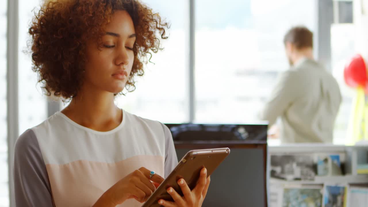 Female architect using digital tablet 4k