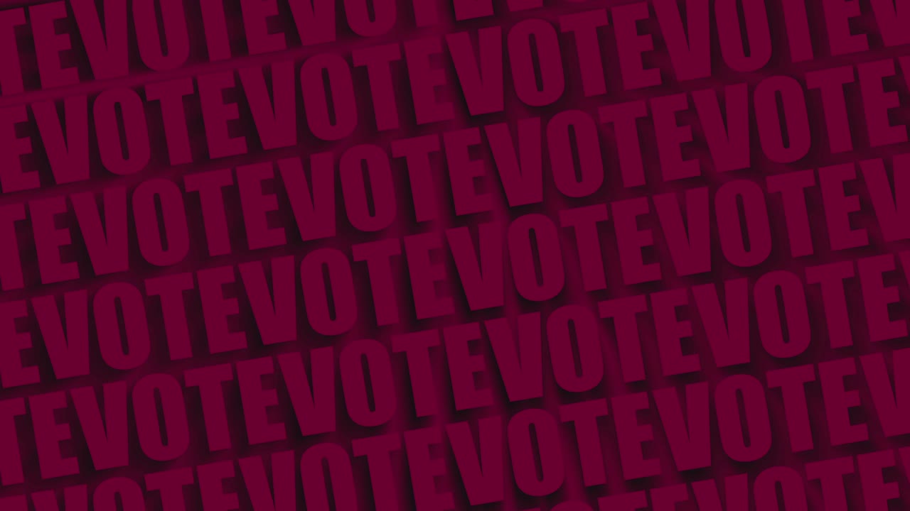 Sfondo rosso con testo 'vota', elezioni negli USA, animazione in loop