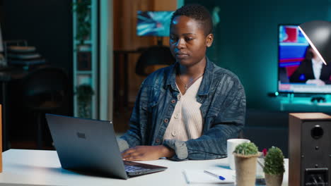 young woman working from home