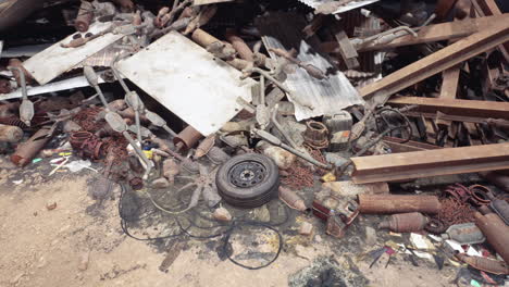 debris and scrap materials scattered across a construction site after a storm