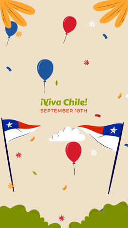 una animación de fondo plano para las celebraciones de las fiestas patrias de chile