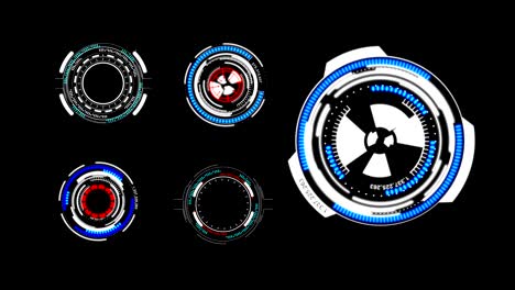 el elemento de interfaz de visualización de circle hud head up para el concepto de tecnología cibernética futurista con procesamiento oscuro y de grano