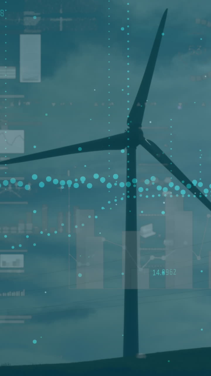 파란색 배경에 대한 통계 및 데이터 처리 애니메이션