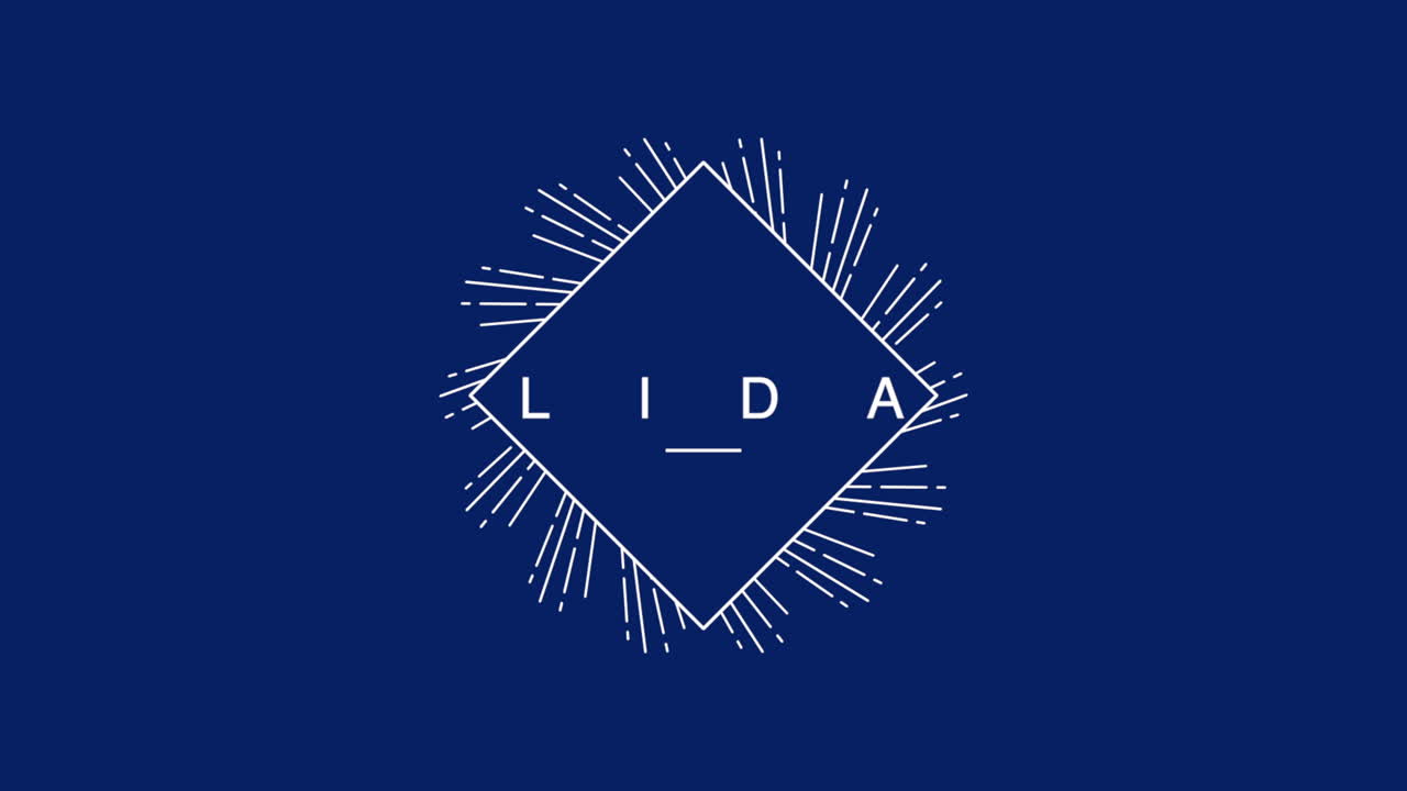 felices fiestas con líneas retro en marco en azul degradado moderno