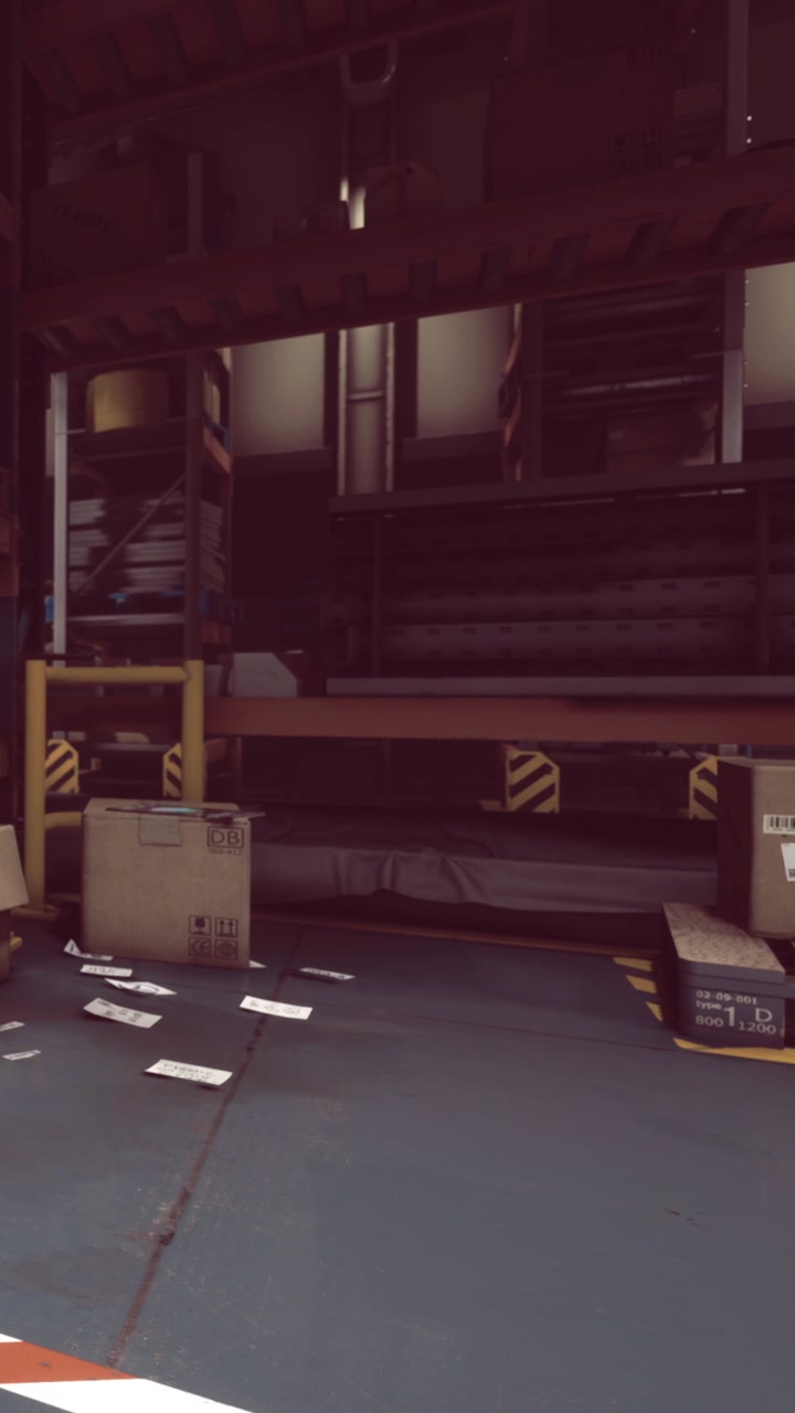 Workers move boxes in a storage area during a busy afternoon in the warehouse