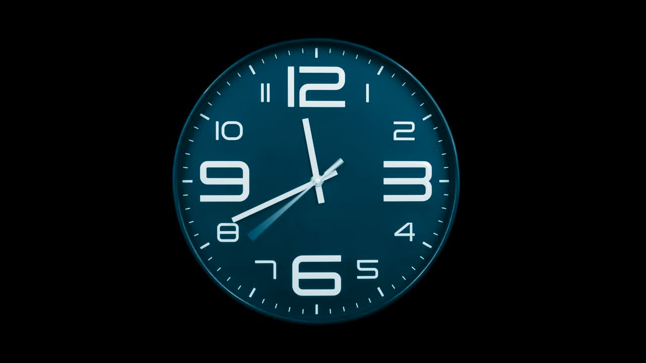 el reloj azul claro moderno se mueve rápidamente hacia adelante