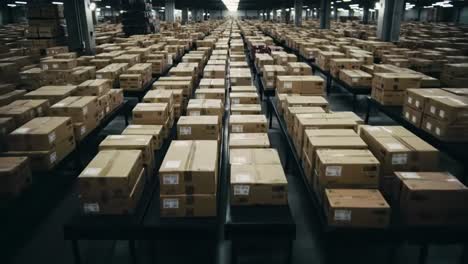 a vast warehouse filled with neatly stacked boxes capturing the essence of modern logistics and distribution in a dynamic storage environment