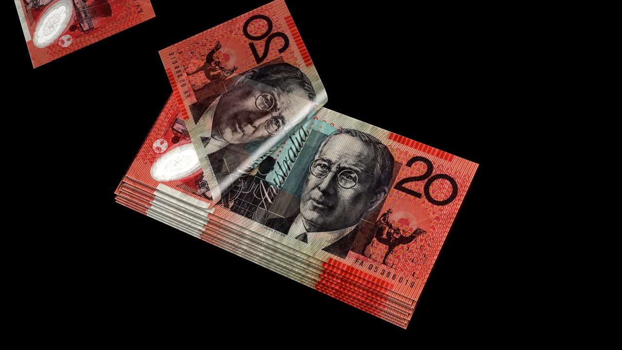 Conteggio Dollaro Australiano, valuta, denaro, banconota, loop
