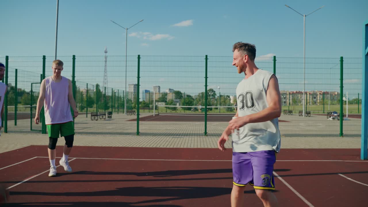 Basketball players on the court
