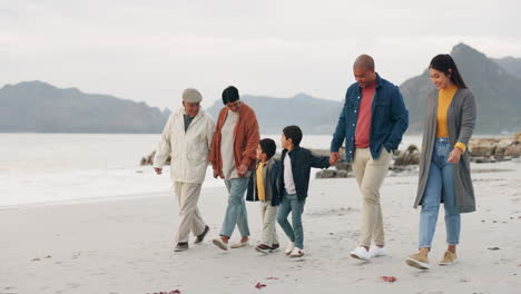 Beach,-travel-and-big-family-holding-hands