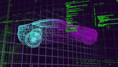 Animation-of-3d-car-model-and-data-processing-over-grid