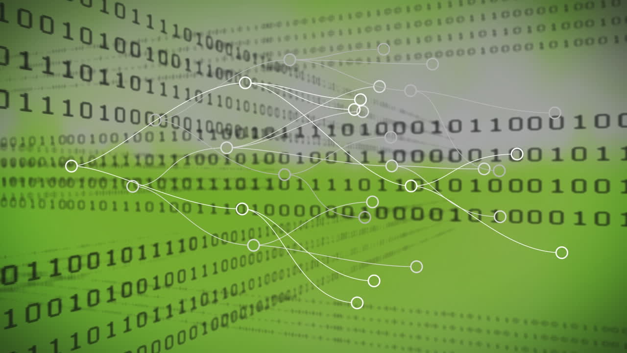 animación del procesamiento de datos sobre un fondo verde