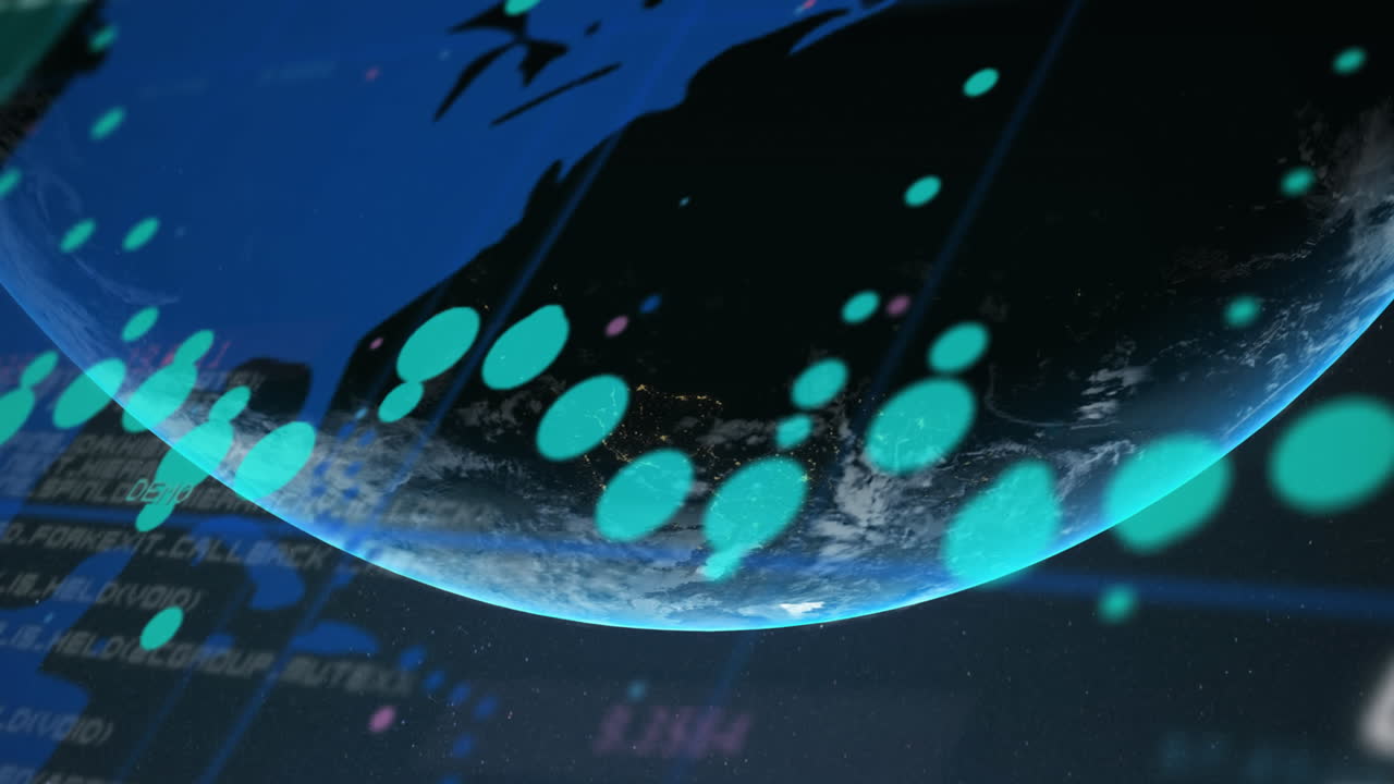 세계 지도 및 금융 데이터 처리의 애니메이션