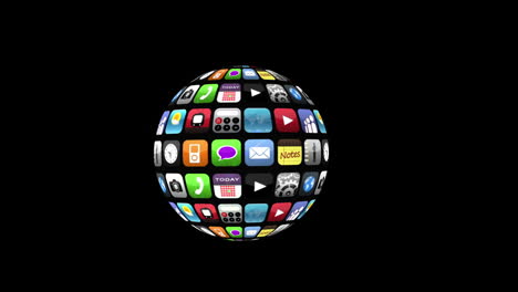 Application-icons-floating-in-a-sphere-shape