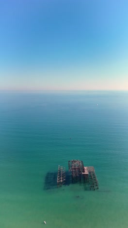 Aerial View of the West Pier Ruins in Brighton, UK