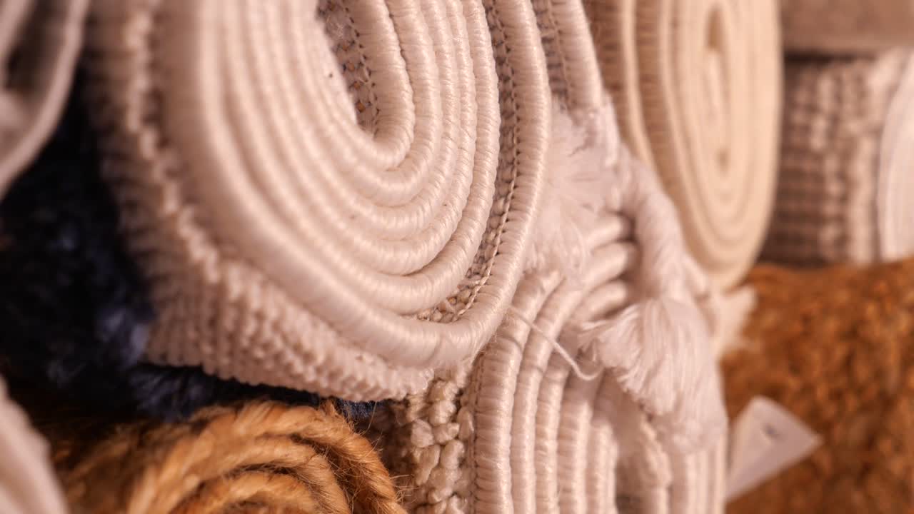 Rolled Up Carpets on Display