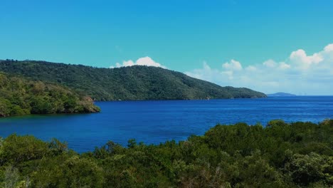 a drone shot of a bay 7 miles off venezuela coastline in trinidad and tobago