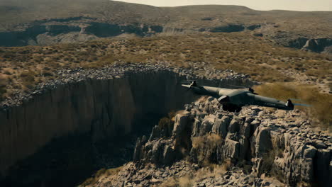 drone flight through a canyon in the desert