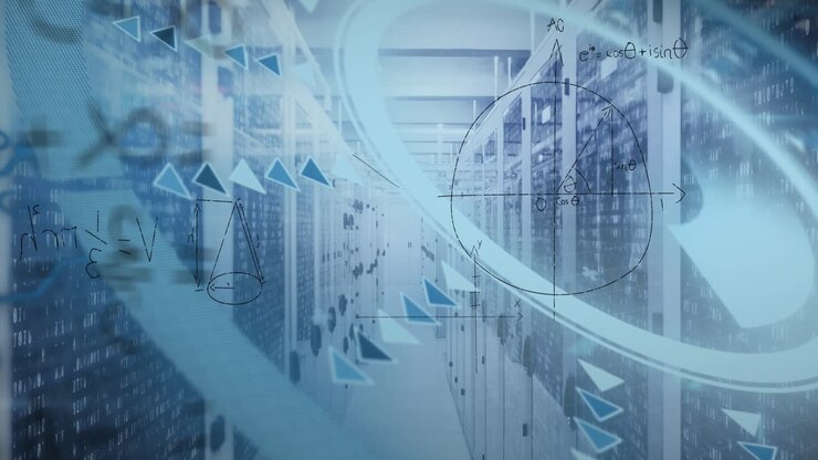 Animation of data processing over server room