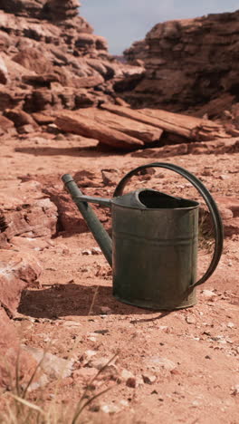 un bote de agua en un cañón del desierto