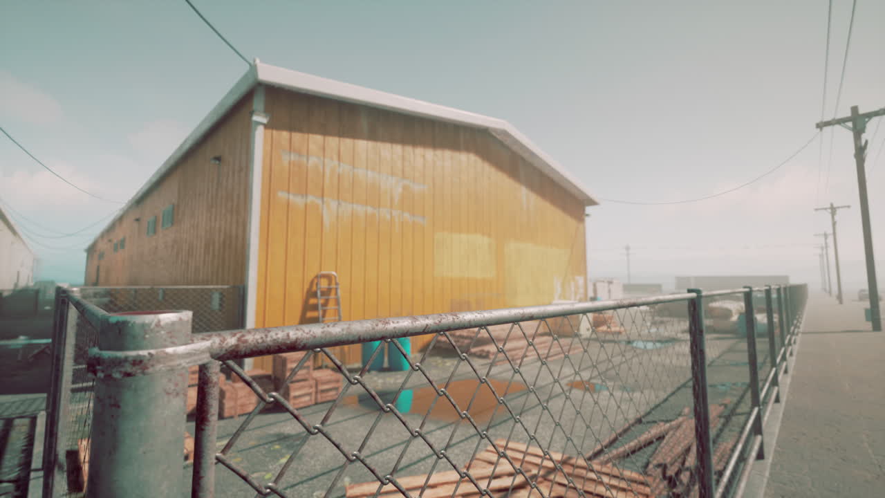 exterior oxidado del almacén