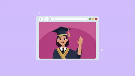 graduate girl in webpage online graduation