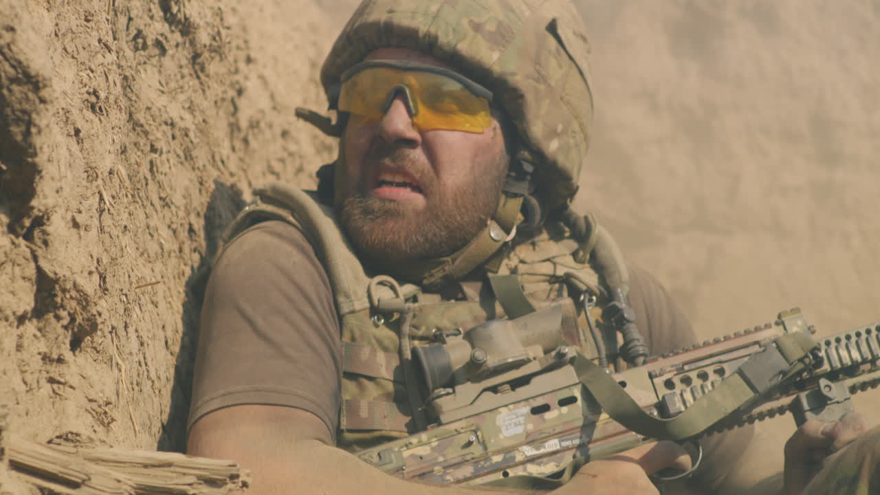 Soldier on Duty in a Desert Combat Zone