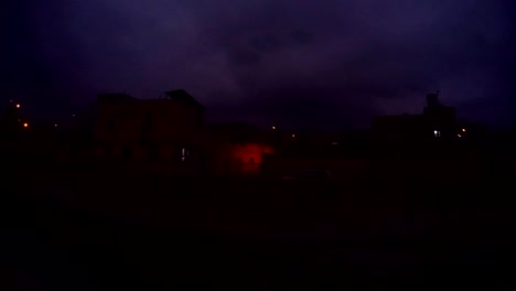 canal under poor district of sanliurfa in night light of lantern