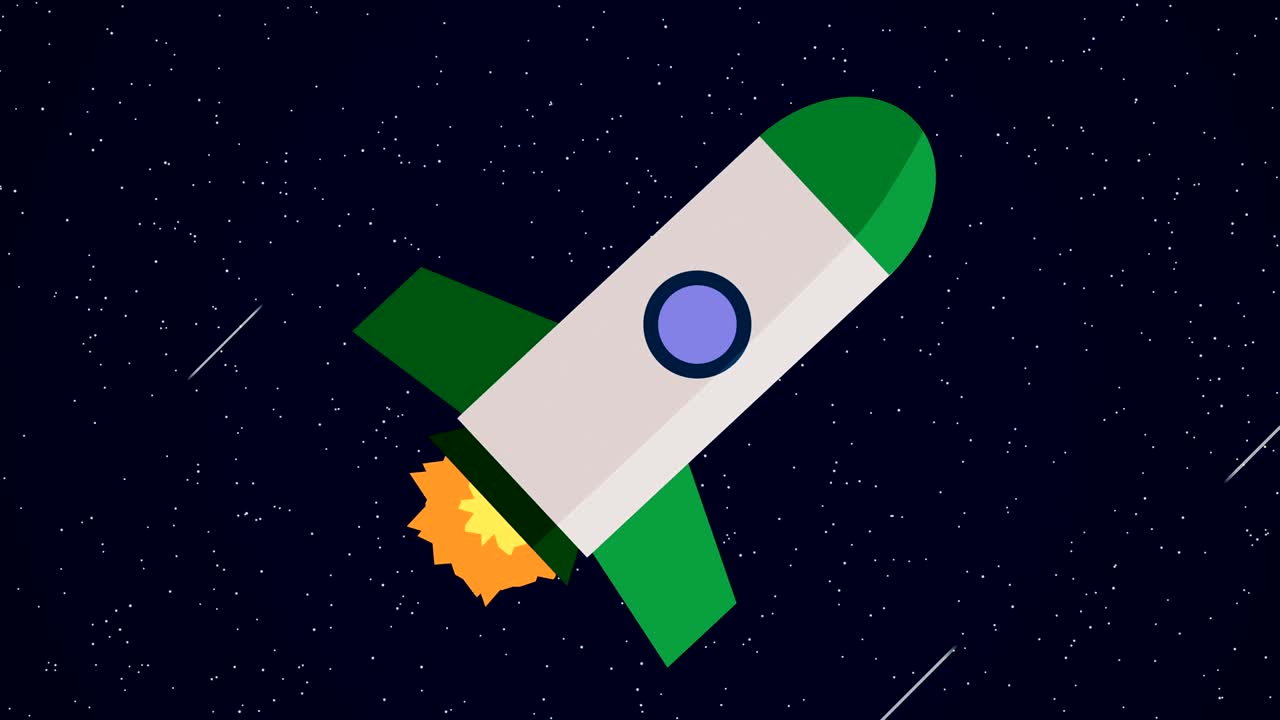 animated cartoon rocket space ship green