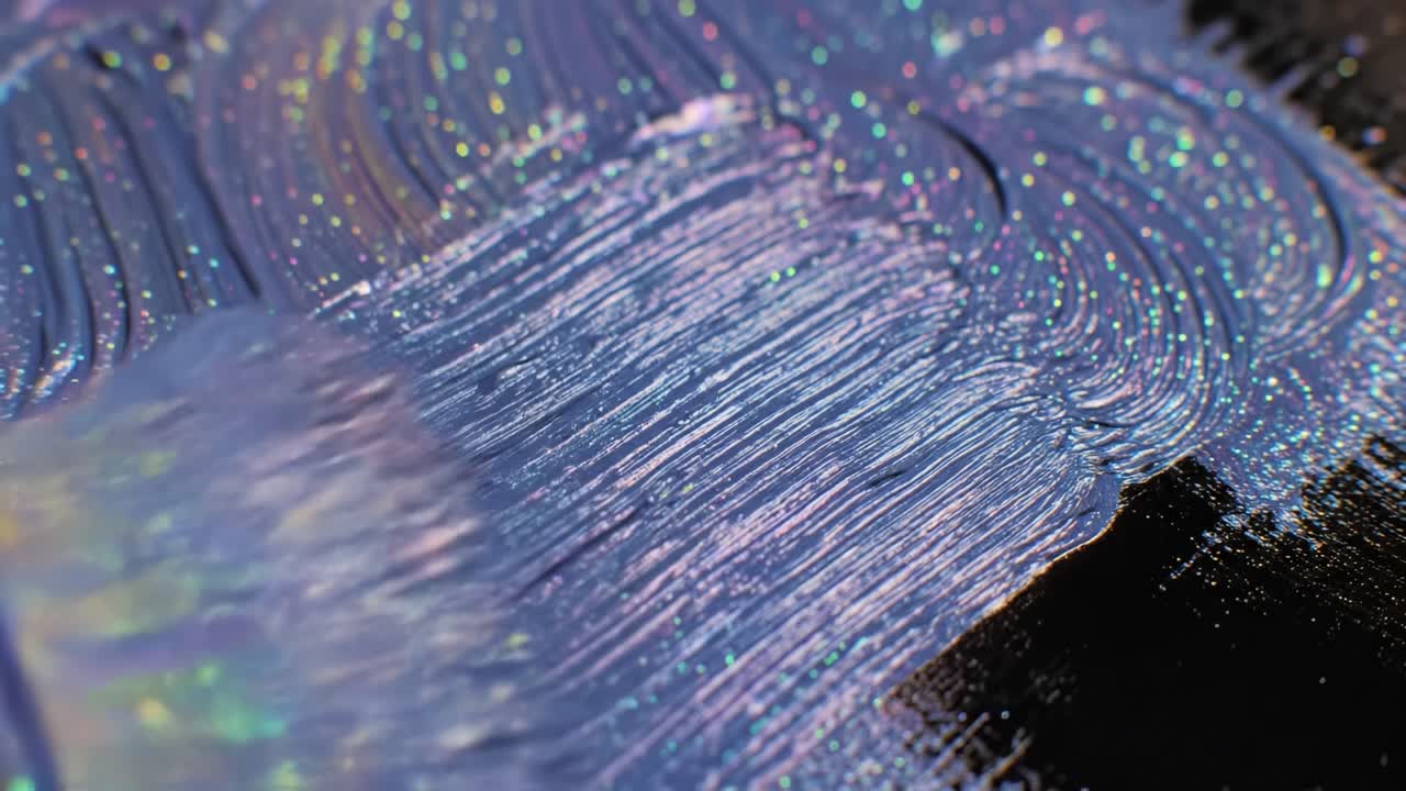 Close-up of Iridescent Paint Being Applied with a Brush