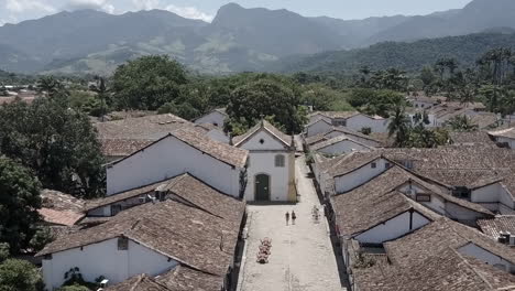 aerial over the streets of paraty, brazil