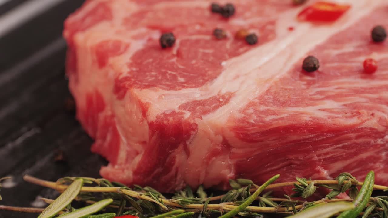 Raw Steak with Herbs and Spices