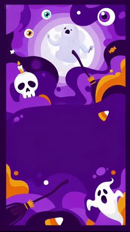 magical halloween night scene with a witch flying across the full moon