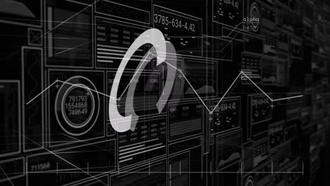 Animation-Des-Scannens-Von-Zielfernrohren,-Verbindungsnetzwerken-Und-Datenverarbeitung