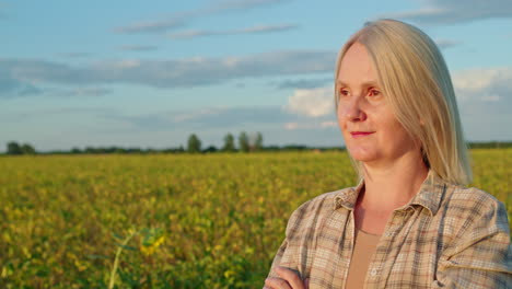 woman in a soybean field