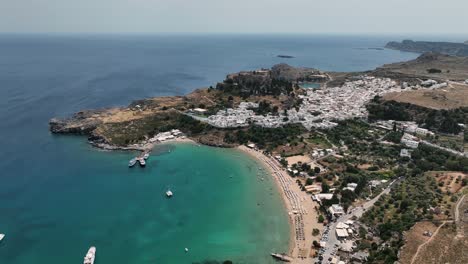 Acrópolis-De-Lindos-Revelada-Desde-Arriba.-Rodas,-Grecia