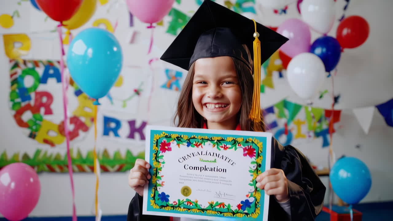 A Child Receives Their Graduation Certificate