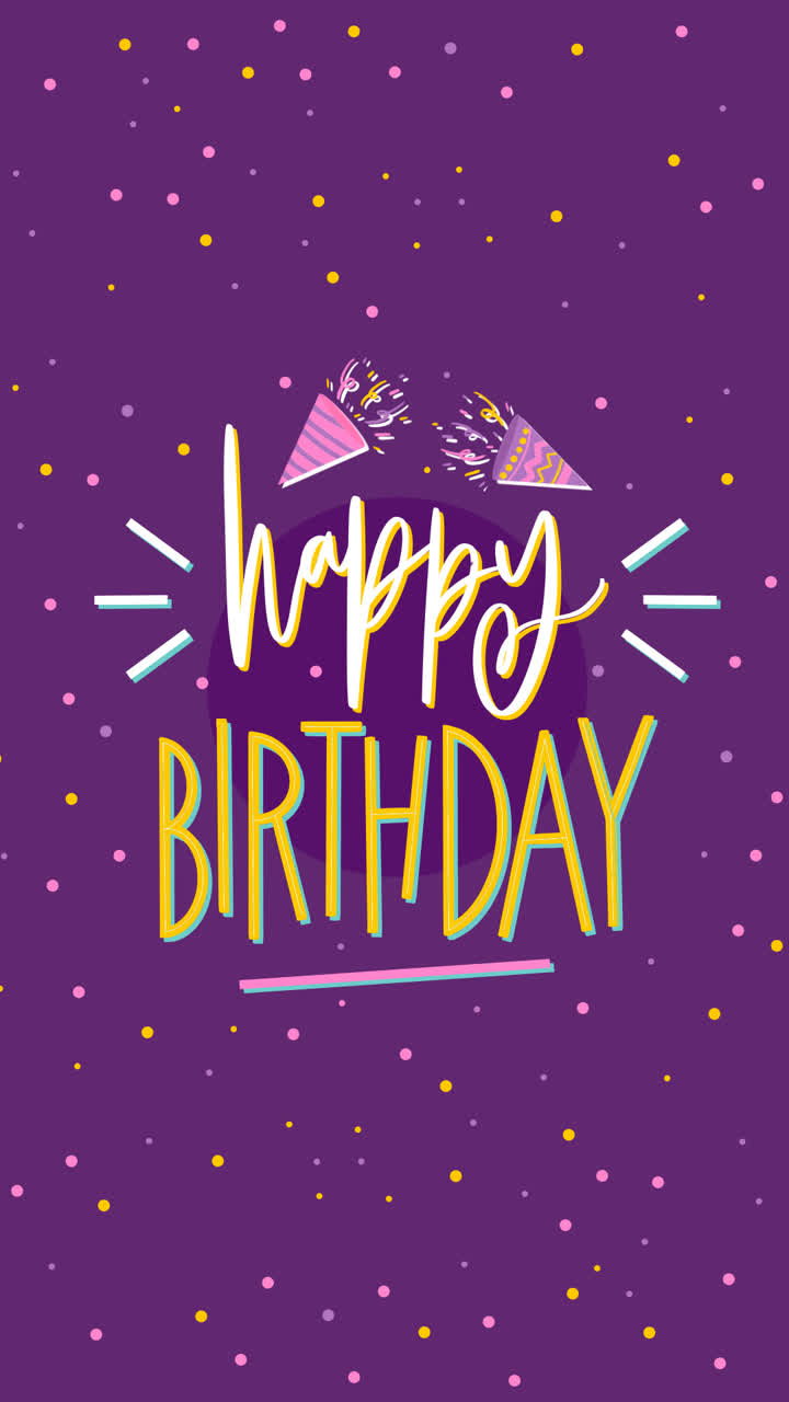 gráfico en movimiento de coloridas letras de feliz cumpleaños