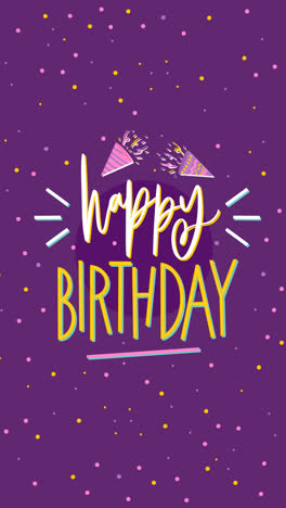 motion graphic of colorful happy birthday lettering