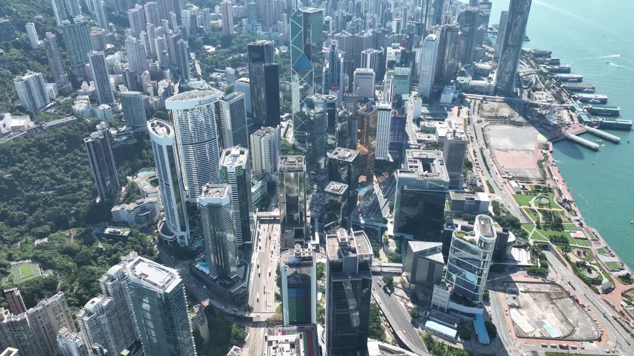 여름 날 에 홍콩 비즈니스 디스트릭트 의 공중 풍경