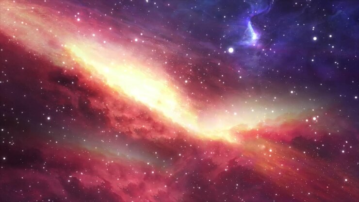 Vibrant Cosmic Nebula with Glowing Stars in Outer Space