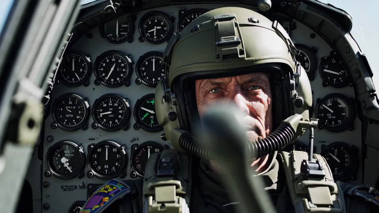 Pilot in a Fighter Jet Cockpit